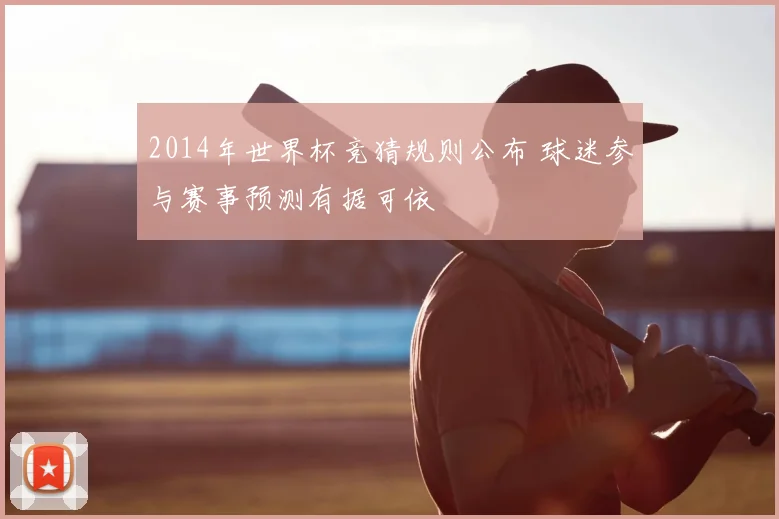 2014年世界杯竞猜规则公布 球迷参与赛事预测有据可依